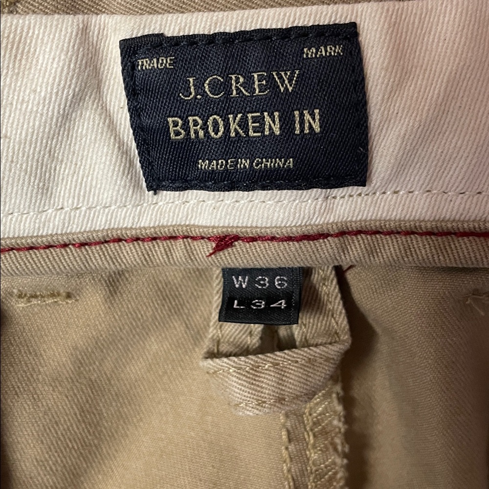J. Crew broken in tan khaki casual work pants men’s size 36X34 - Picture 9 of 16